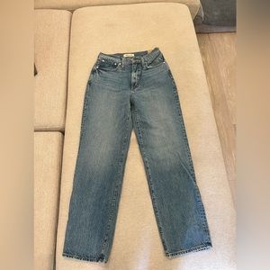 Blue Straight Leg Madewell Jeans. Size 25